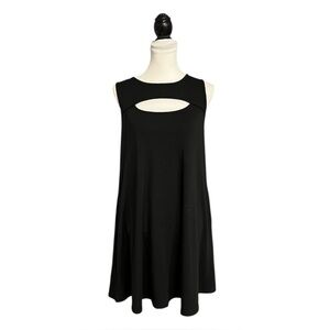 Watermelon Knit Dress Size L Cutout Front Sleeveless Pockets Knee Length Black